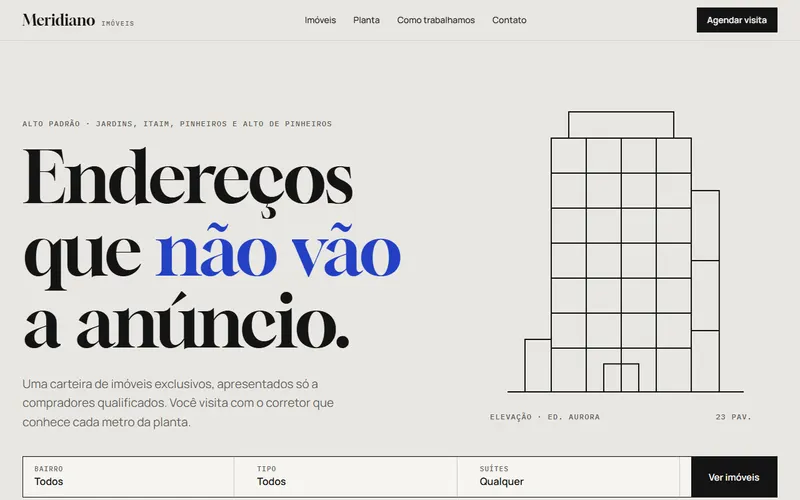 Prévia do site Meridiano Imóveis