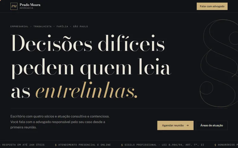 Prévia do site Prado Moura Advocacia